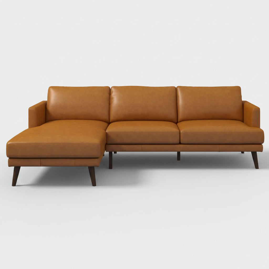 Lored  L-Shaped Genuine Leather Sectional Sofa Left Facing