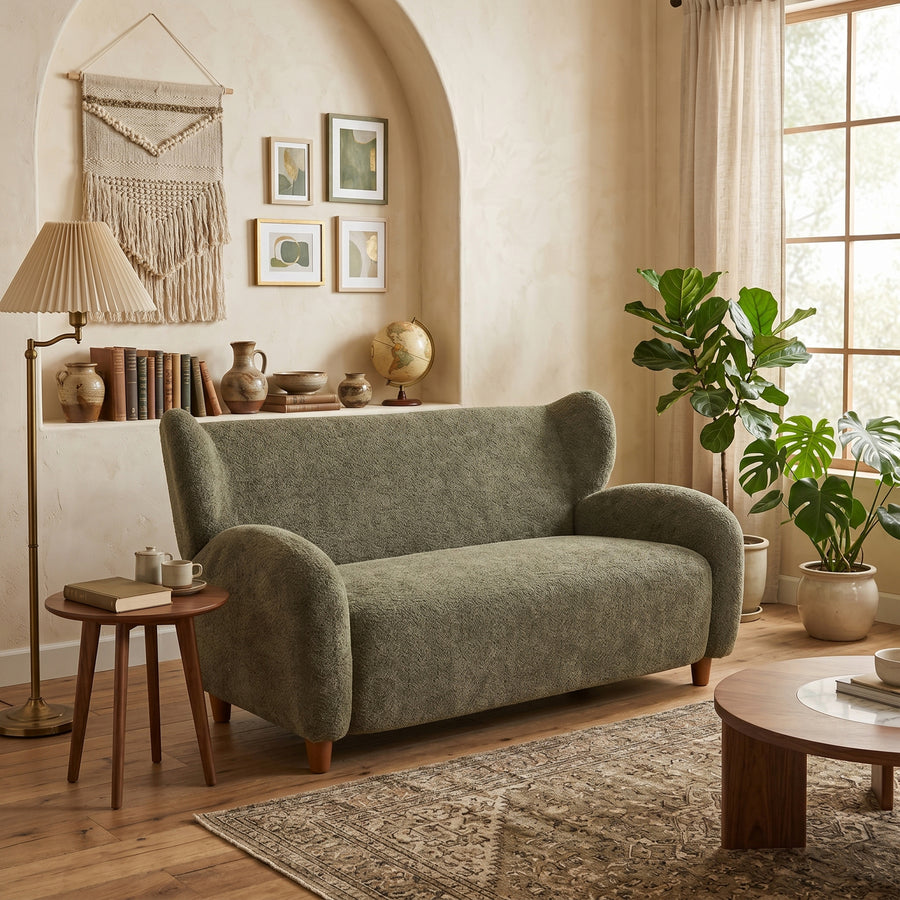 Birch Lane Laid Back Style Loveseat Olive Green color by Darsh stars