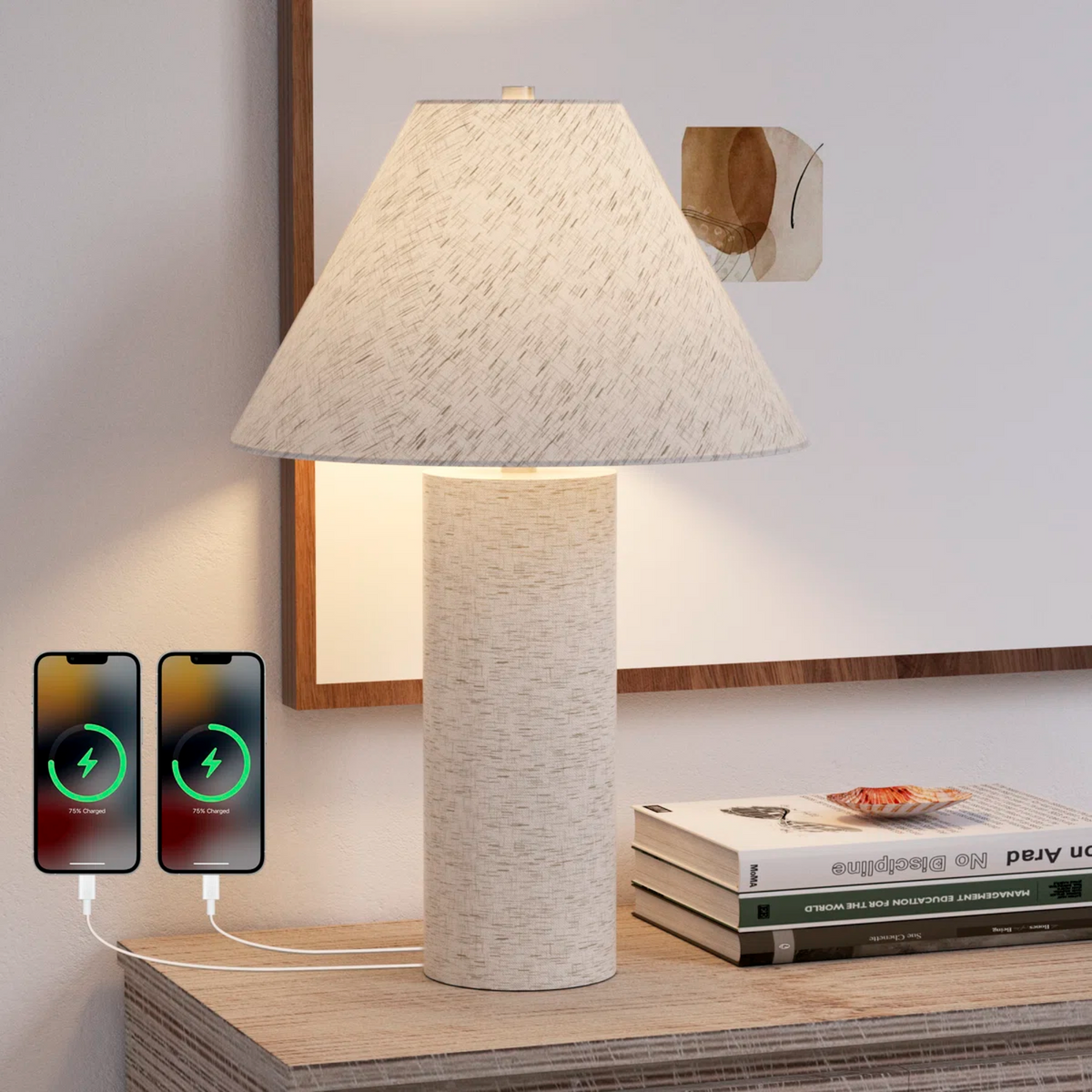 22.75' Table Lamps with USB C+A Ports