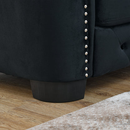 Velvet Chelsfield 5 seater Sofa Set Black 