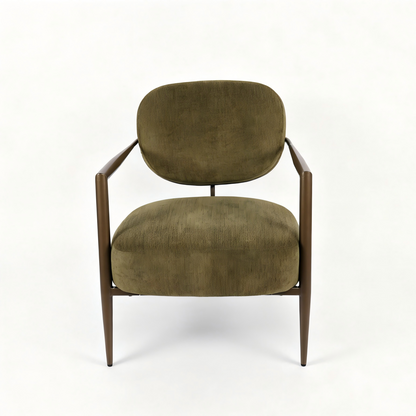 Green metal frame accent chair