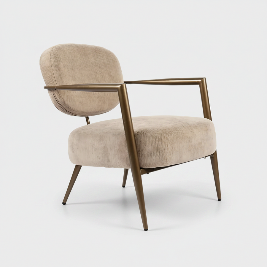Camel metal frame accent chair