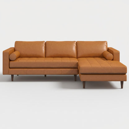 right facing Italian Leather Sectional Sofa