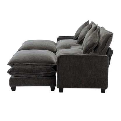 Gray Sectional Sofa with Ottoman