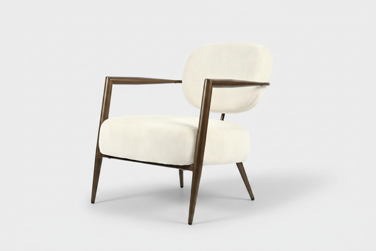White metal frame accent chair
