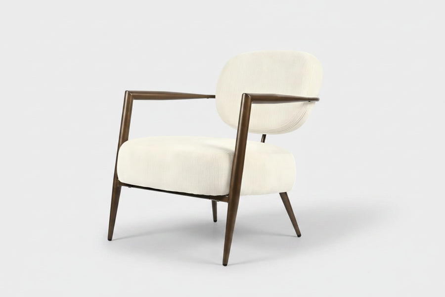 White metal frame accent chair