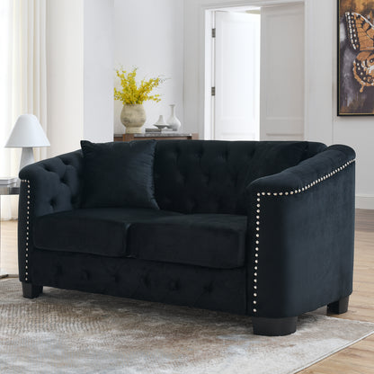 Velvet Chelsfield 5 seater Sofa Set Black 