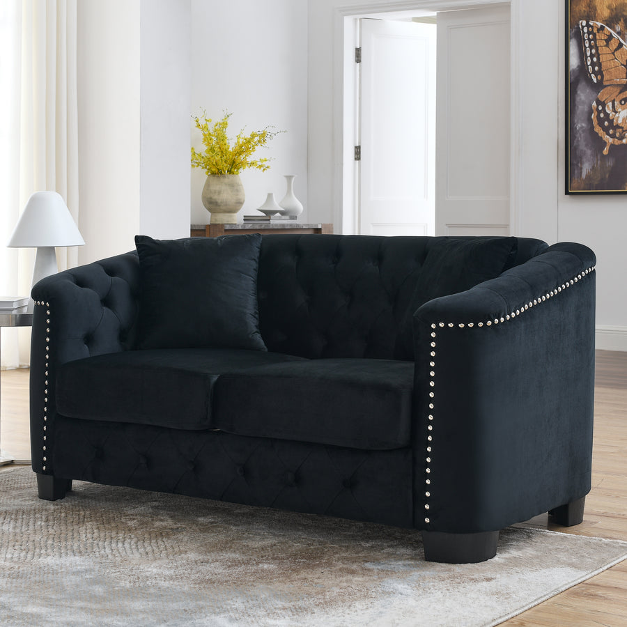 Velvet Chelsfield 5 seater Sofa Set Black 