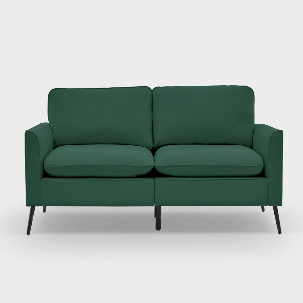 Retro Faux Leather Green Loveseat