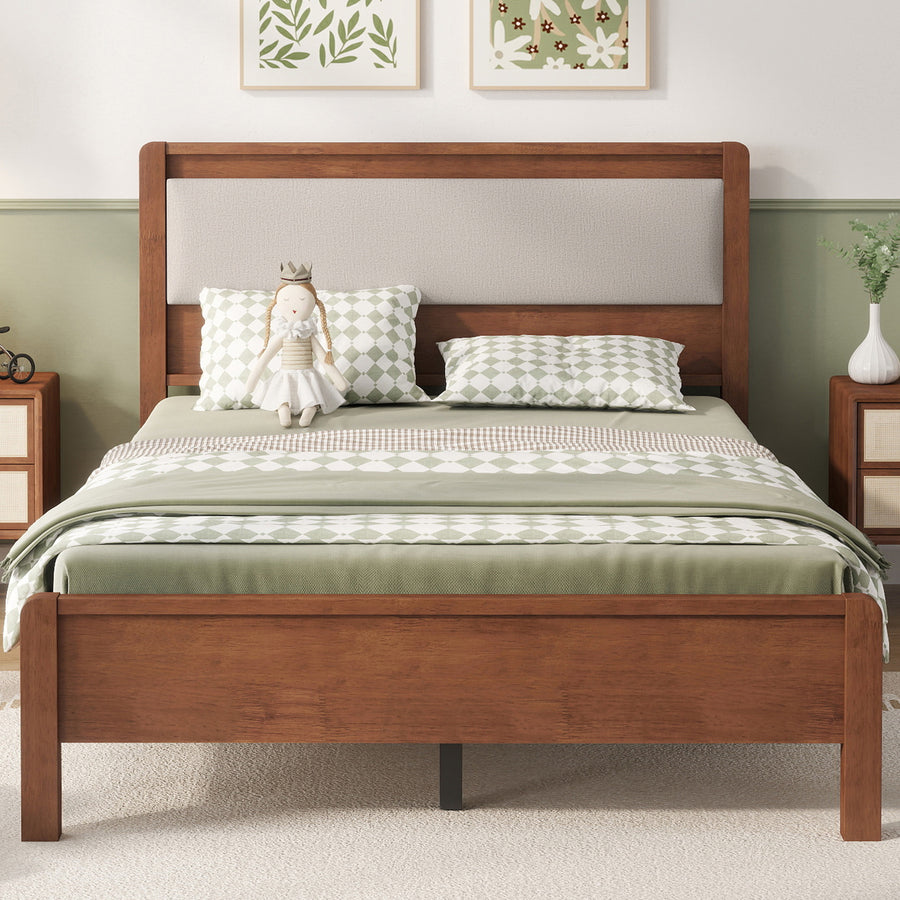 Boxer brown Bed with Upholstered Headboard