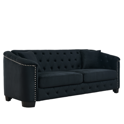 Velvet Chelsfield 5 seater Sofa Set Black 