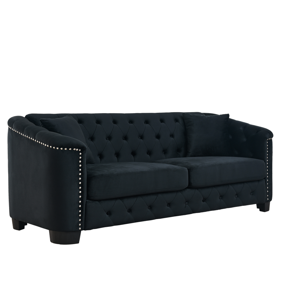 Velvet Chelsfield 5 seater Sofa Set Black 