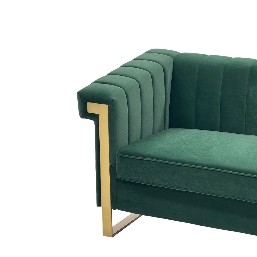 Terra Black Velvet 2 Piece Sofa Set Green