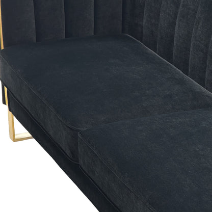 Terra Black Velvet 2 Piece Sofa Set Black