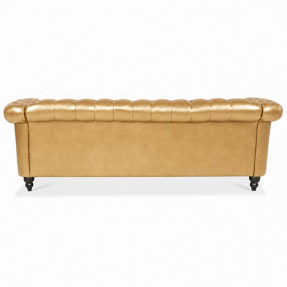 Gold PU Leather 3 Seater round arm sofa