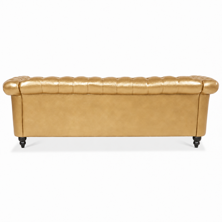 Gold PU Leather 3 Seater round arm sofa