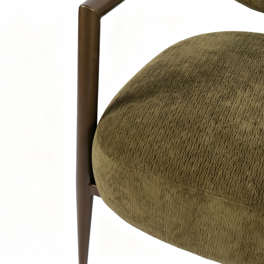 Green metal frame accent chair