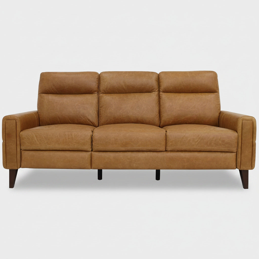 Zepta Tan Leather Incliner Sofa