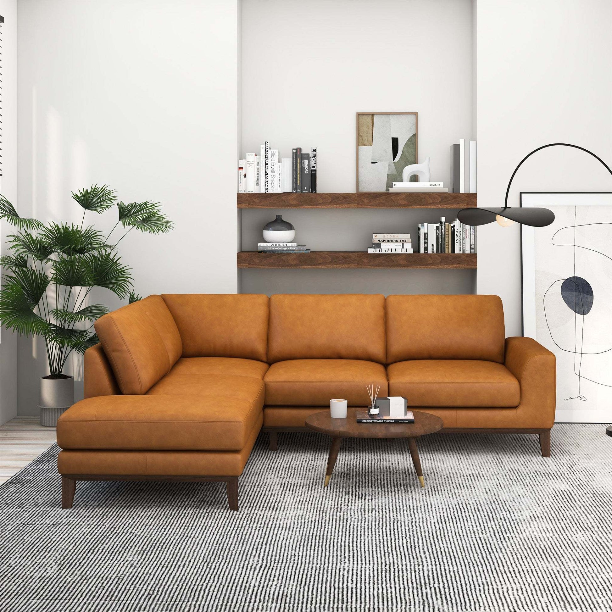 Left Facing Leather Sectional Sofa