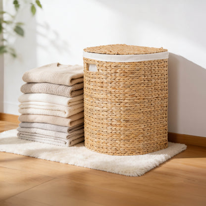Water Hyacinth Woven Half Oval Laundry Hamper
