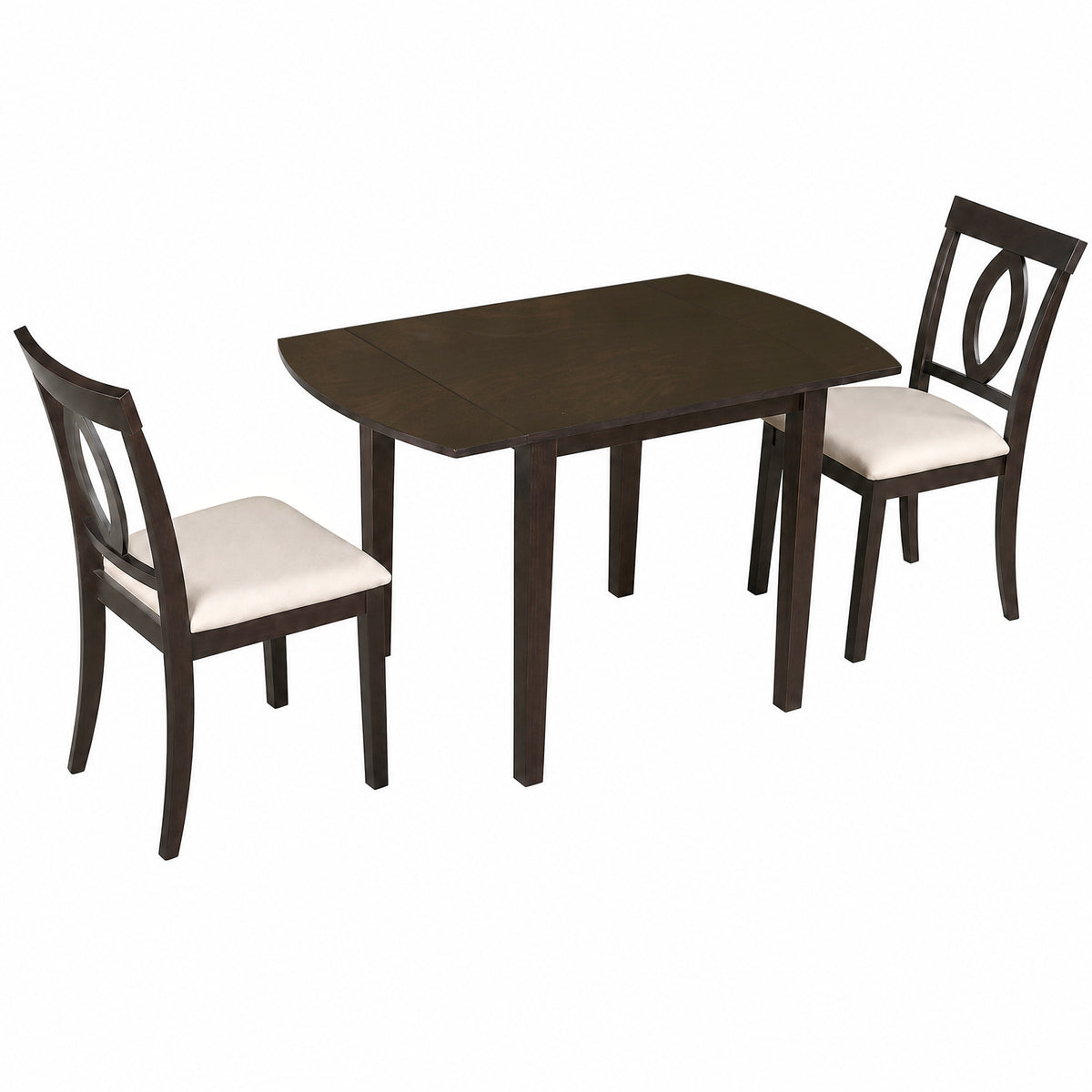 dark brown 3 Piece 5 piece Dual Drop Leaf Dining Set