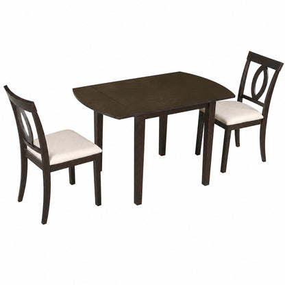 dark brown 3 Piece 5 piece Dual Drop Leaf Dining Set