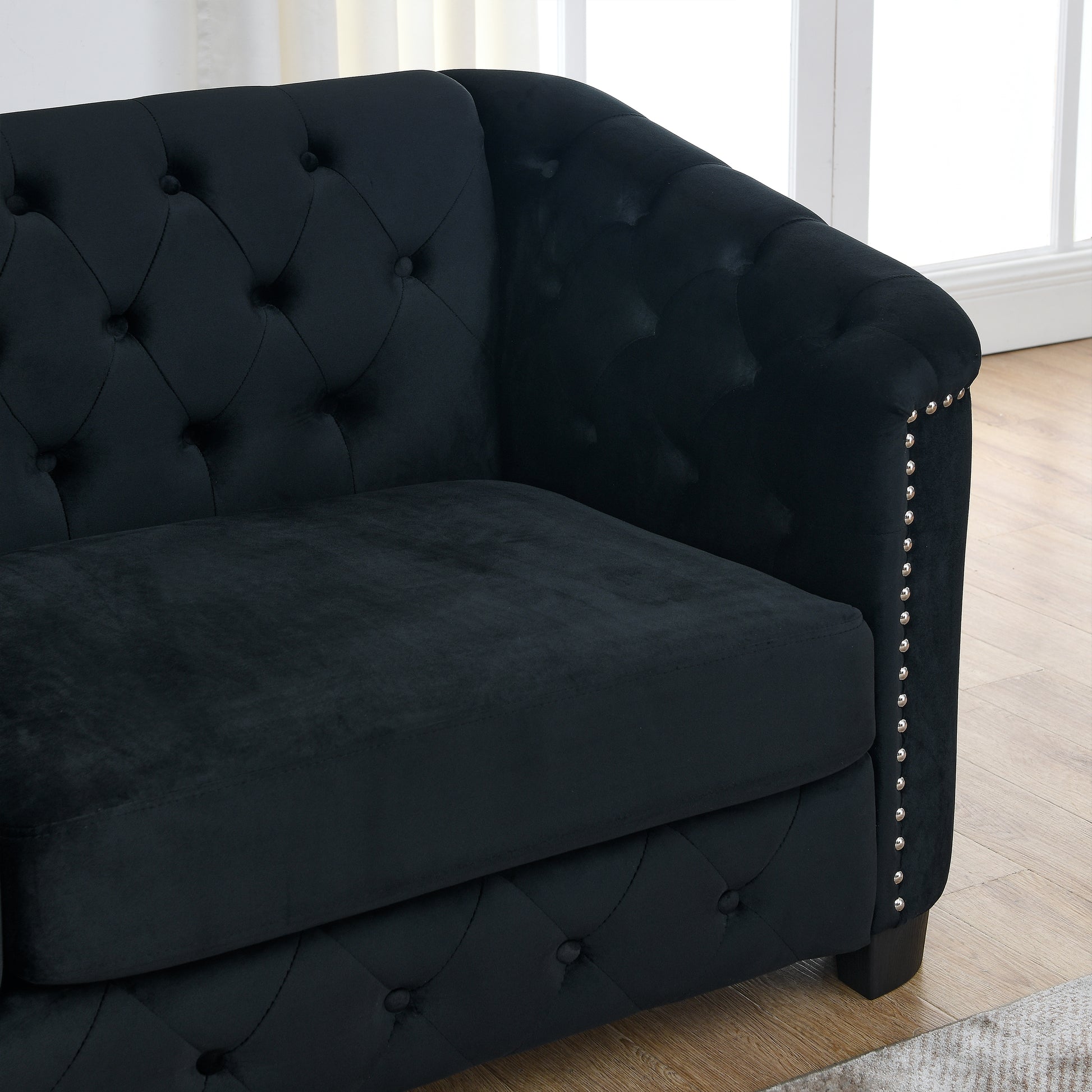 Velvet Chelsfield 5 seater Sofa Set Black 