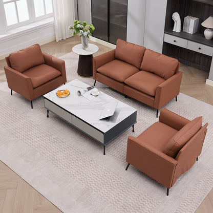 Retro Faux Leather Brown Loveseat