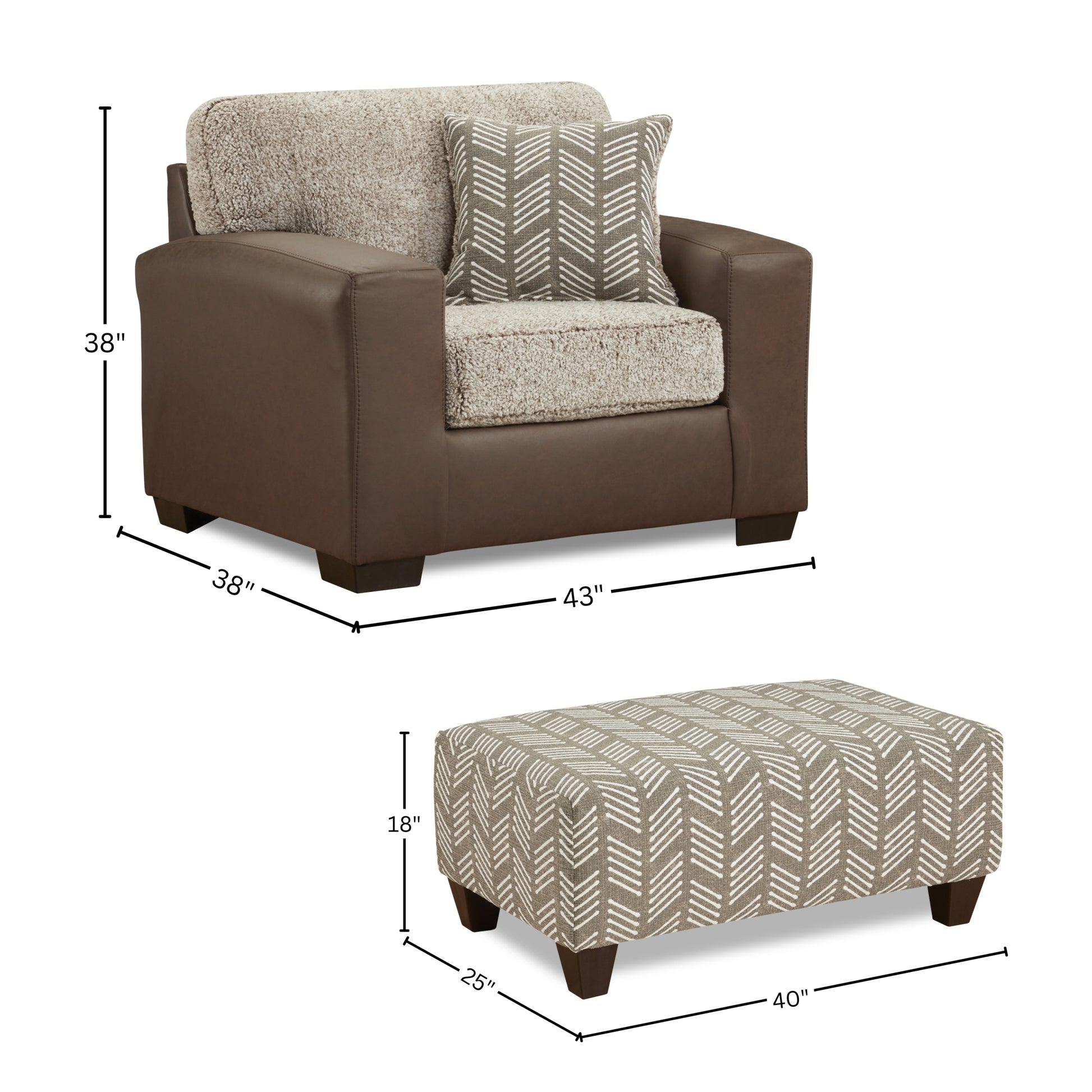 Brown Faux Leather Sofa Set