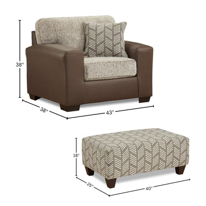 Brown Faux Leather Sofa Set