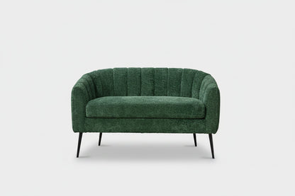 Pash Chenille Dark Green Love Seats with wooden leg