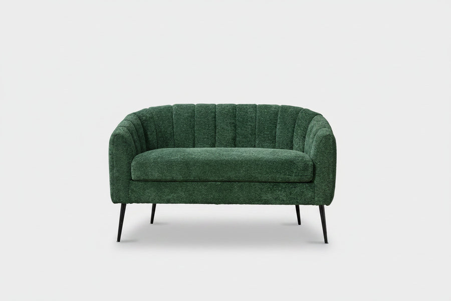 Pash Chenille Dark Green Love Seats with wooden leg