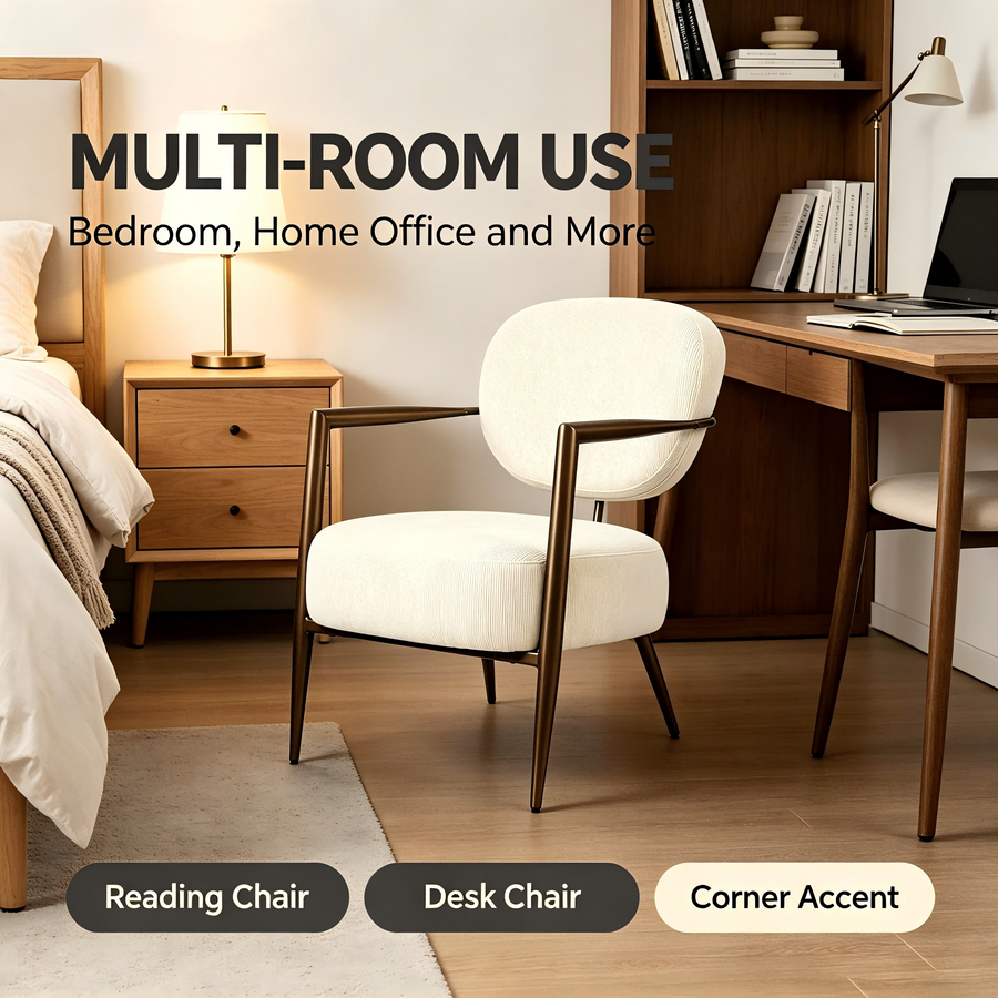 White metal frame accent chair