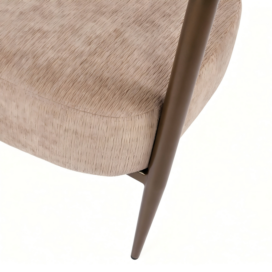 Camel metal frame accent chair