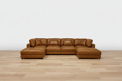 6 Seater Faux Leather Sectional Sofa