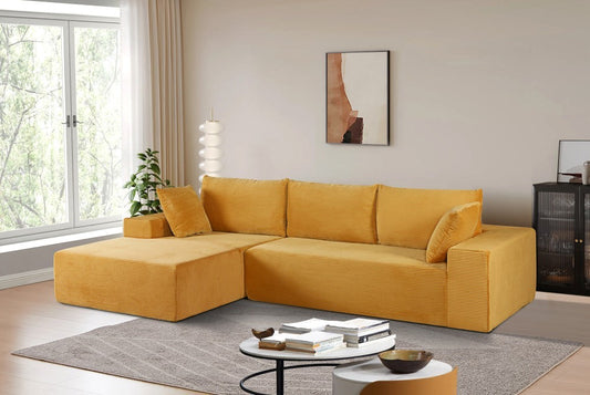 CozyFoam Modular Corduroy Sectional Sofa – 4-Seater, Convertible L-Shape | Cozy Sleeper Sectional for Living Room