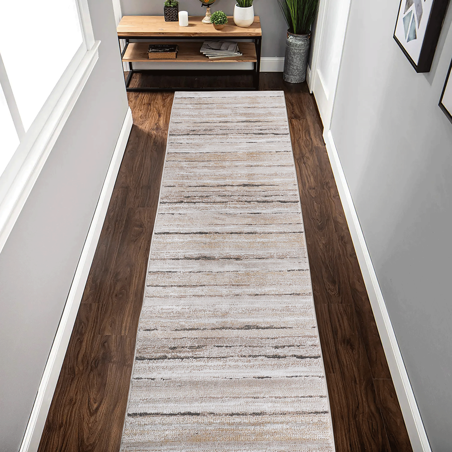 Brown Beige 2X8 Runner Performance Rug