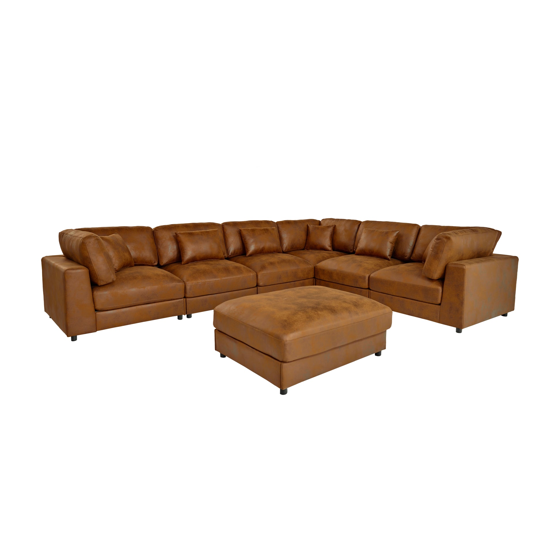 7 Seater Faux Leather Sectional Sofa
