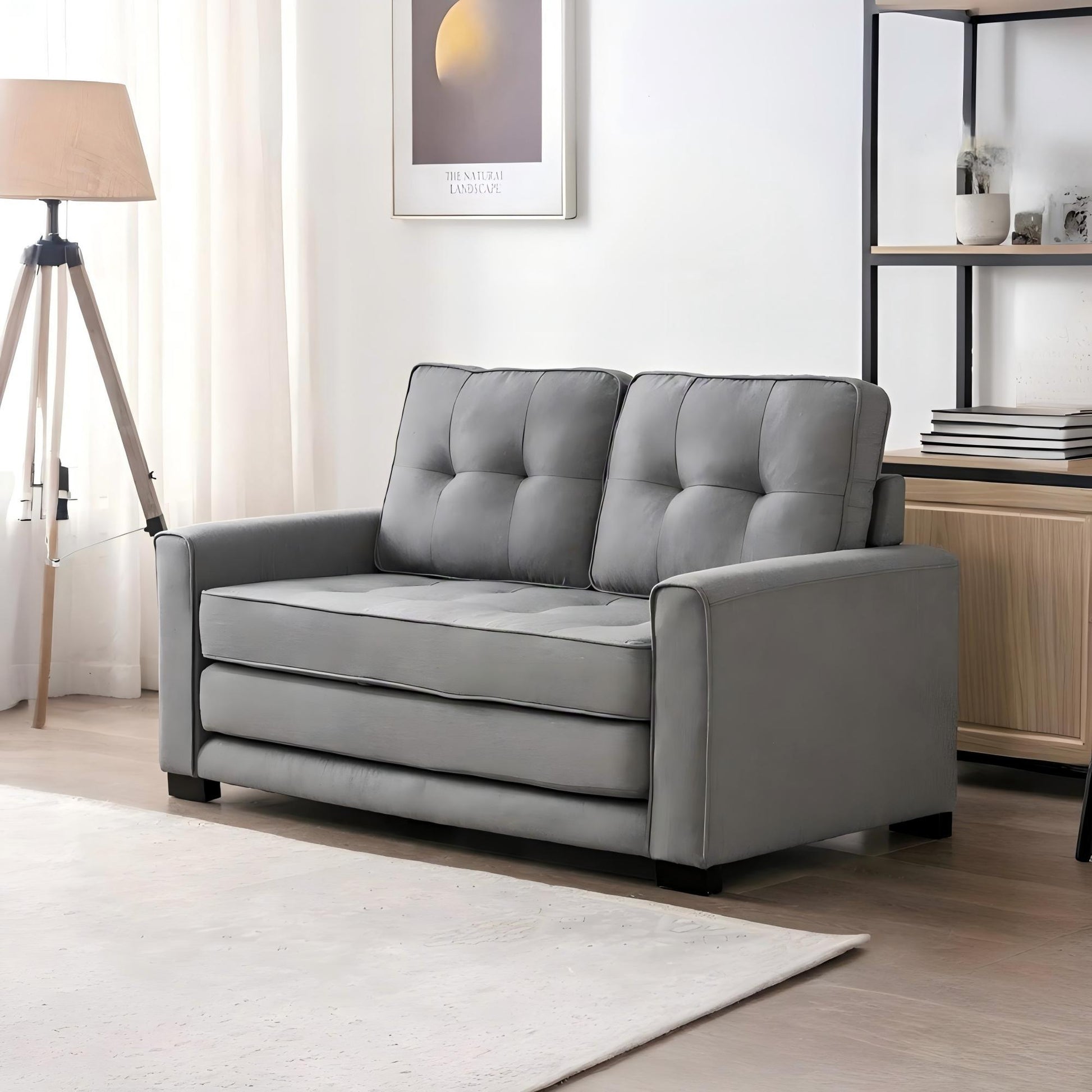 Loveseat Sofa cum Bed Light Gray