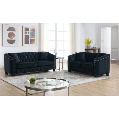 Velvet Chelsfield 5 seater Sofa Set Black 