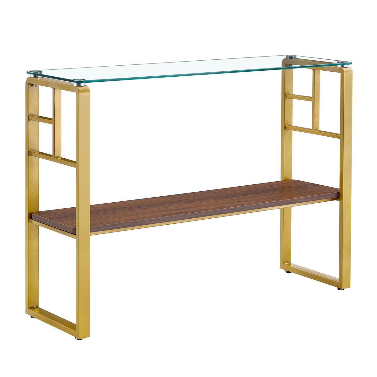 side table with metal frame and glass top