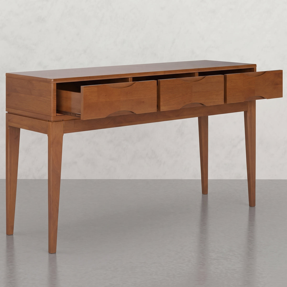 Alderglen 54 inch Wide Solid Wood Mid-Century Modern Console Sofa Table in Teak Brown