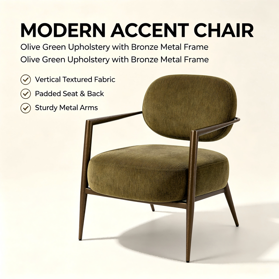 Green metal frame accent chair
