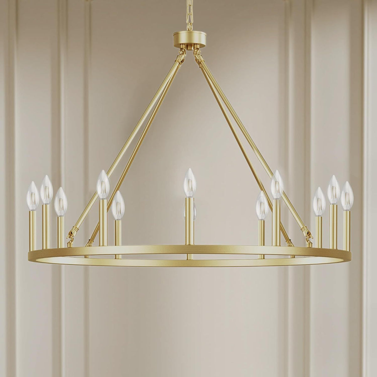 Gold Wagon Wheel Chandelier