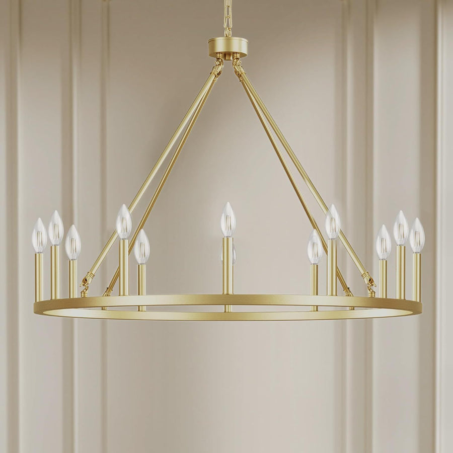 Gold Wagon Wheel Chandelier