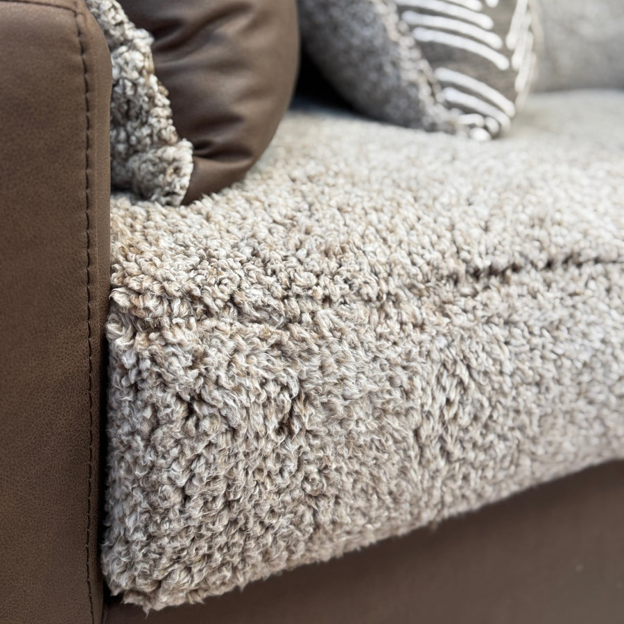 Brown Faux Leather Sofa Set