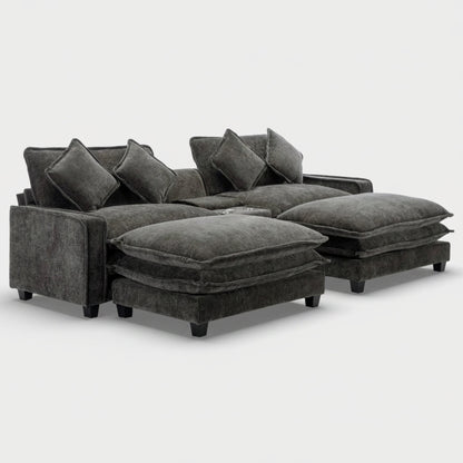 Gray Sectional Sofa with Ottoman