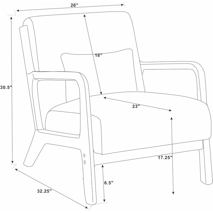 Camel Corduroy Upholstered Wooden Armchair with Back Support Pillow