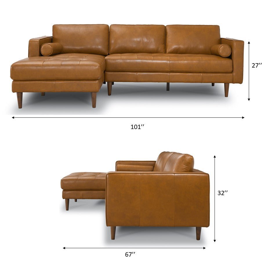 left facing Italian Leather Sectional Sofa