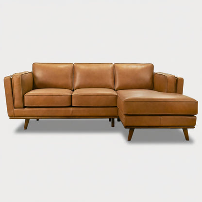 Chase Genuine Leather Sectional Right Facing Sofa Tan Leather 90.90 inches